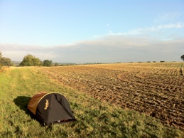 Tent in field